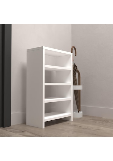 Kenzlife Ayakkabılık Mısri Mat Beyaz Suntalam 065 040 20 Sekiz Çift Ayakkabı Kapasitesi Arkalıksız Beyaz