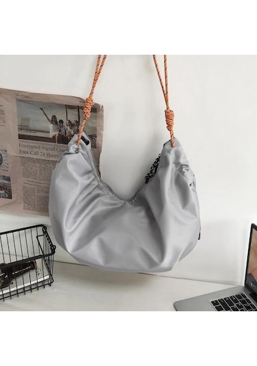 Gri Tek Omuz Crossbody Çanta Naylon Spor Yüksek Kapasiteli Seyahat Çapraz Omuz Sırt Çantası Erkek Ve Kadın Tek Omuz Çantası Gri