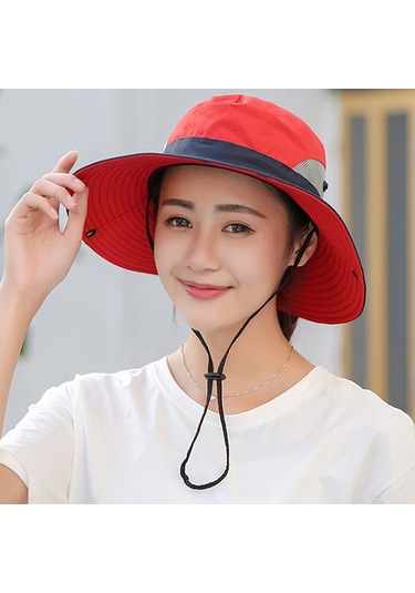 Uv Işınlarına Karşı Koruyucu Geniş Kenarlı Güneş Şapkası - Rahat Kumaşlı Ve Hava Geçirgen Kırmızı