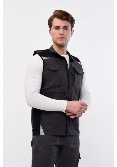 Uniprom Yelek Likralı Madrid Model 10 Cepli Yazlık Füme