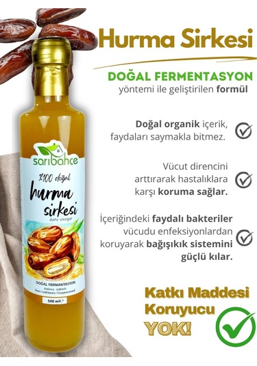 Hurma Sirkesi 500 Ml 2'li Paket - Organik Doğal Fermantasyon