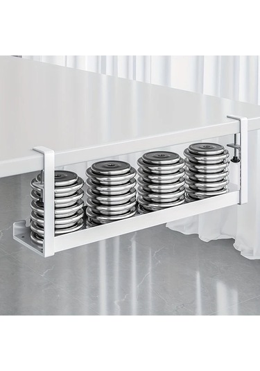 Xuweiwei 1 Adet Beyaz 30cm Masa Altı Kablo Tepsisi Deliksiz Çelik Kablo Organizatörü Ev Depolama Beyaz