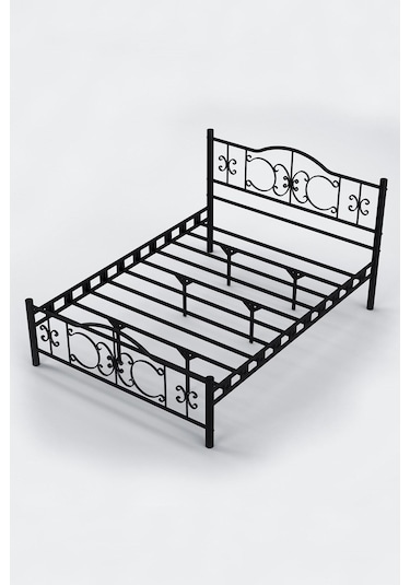 Argimo Pero Çift Kişilik Ferforje Metal Karyola 180x200 Siyah