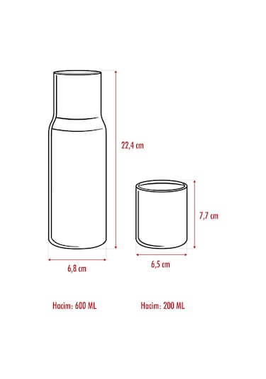 Borosilikat Cam Beyaz Başucu Sürahisi & Cam Sürahi 600 Ml