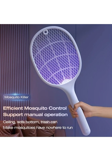 Boatshop1 1 Paket - Elektrikli Sinek Raketi Şarj Edilebilir Sinek Öldürücü 3 Katmanlı Güvenlik Ağı Ev Ve Ofis İçin