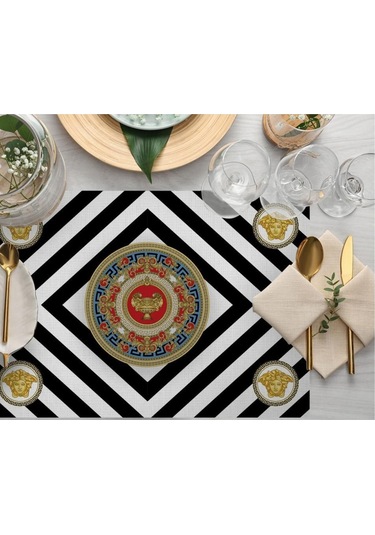 Figüratif Desen Kumaş Amerikan Servis 4'lü Set 35x50cm Keten, Ulusl. Yıkama Ve Solmama Sertifikası Çok Renkli