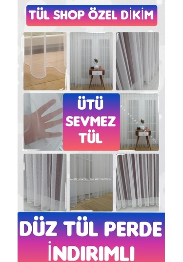 Düz Sade Tül Perde Genç Ve Çocuk Odaları Için Petek Dokulu Tül. (382032926)