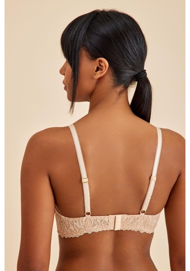 Victoria Ten Balenli Dantelli Dolgusuz Toparlayıcı Balkonet Sütyen Ten