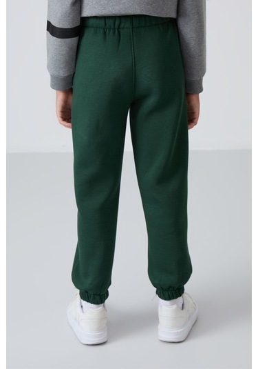 Tommy Life Çam Yeşil Pamuklu Kalın İçi Tüylü Yumuşak Dokulu Standart Fit Baskılı Erkek Çocuk Eşofman Alt - 112 Çam Yeşili