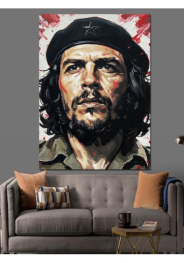 Che Guevara Portre Sanat Dekoratif Kanvas - Mdf Ahşap Tablo