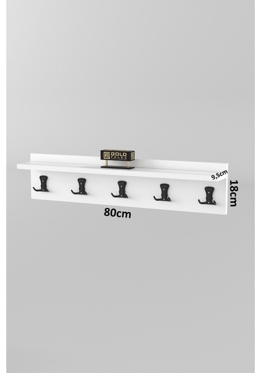 Askılık Duvar Elbise Askılığı Portmanto 80 Cm Beyaz Düz Beyaz