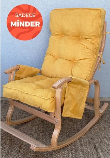 Reyo Home Sallanan Sandalye Minderi Kapitone Çift Cepli Hardal