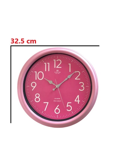 Eastar E3334 Modern Sıcak Pembe Sessiz Duvar Saati Pembe
