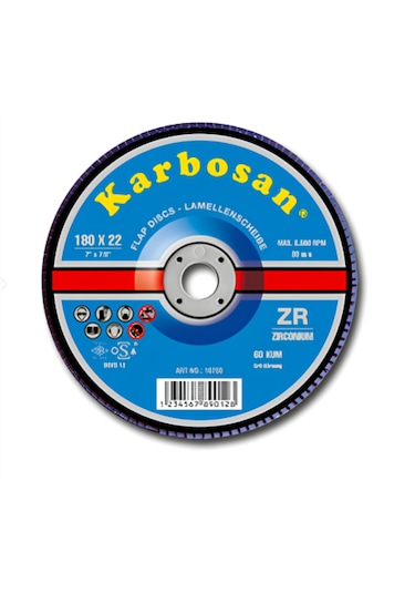 Karbosan 180 22 Mm 60 Kum Zr Konik Flap Disk 10 Adet
