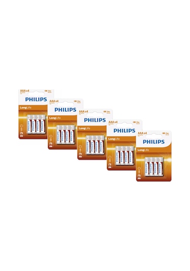 Philips R03L4B/10 LongLife AAA İnce Kalem Pil 10 x 4'lü