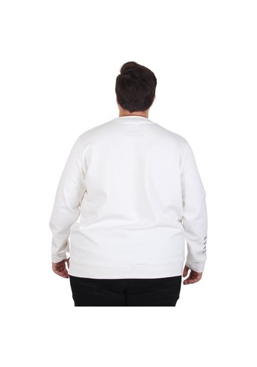 Starbattal Büyük Beden Bisiklet Yaka Sweat Double Face 25707 Ekru Ekru