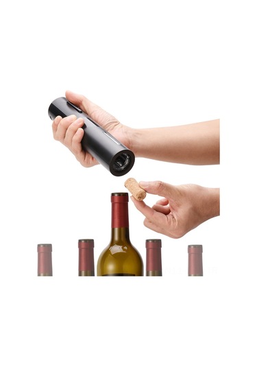 Tenfowee Elektrikli Şarap Açıcı Seti Pilli - Abs Malzeme + Folyo Bıçağı, Ev Kullanıma Ideal, Kolay Kullanım, Çok Fonksiyonlu Paket Siyah