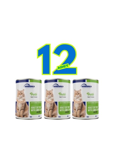 Ambiance 12 Adet Yetişkin Kediler Için Kuzu Etli Yaş Mama 400 Gr