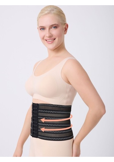 Norma Uzun Model Desenli Hava Alabilen Beli Toparlayan Sıkılaştıran Lateks Korse Siyah Renk Siyah