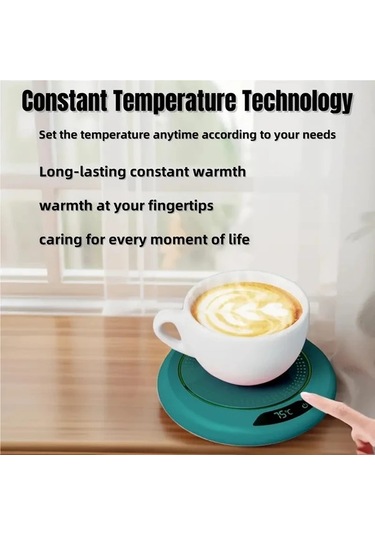 Willowhaven Yeşil Akıllı Dokunmatik Kontrollü Isıtmalı Bardak Altlığı 3 Seviye Ofis Ev Isıtıcısı