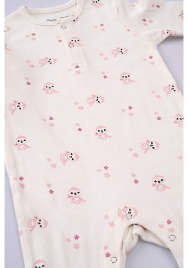 Boumini Bebek Uzun Kollu Çıtçıtlı Tulum Pembe Miskin-lila Lila