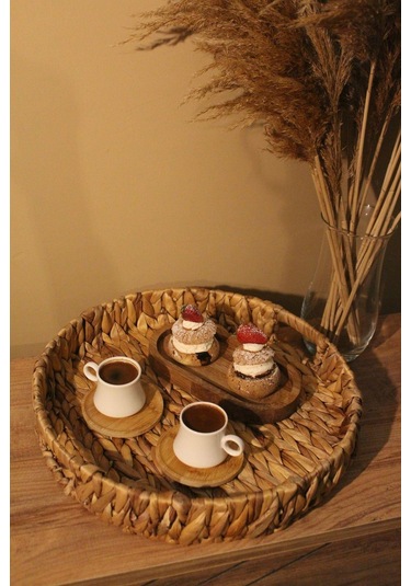 Hasır Su Sümbülü Yuvarlak Tepsi Geniş Organizer Düzenleyici Diğer