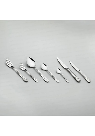 Nehir Safir Sade 12 Kişilik 84 Parça Deri Kutulu Çatal Kaşık Bıçak Takımı