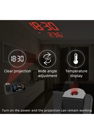Projeksiyon Saati Duvar Dijital Alarm Elektronik Hava İstasyonu