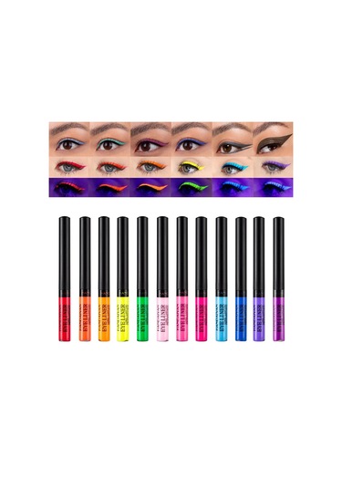 Uv Işık Neon Eyeliner Kalem Gözler Makyaj Kırmızı Su Geçirmez Sıvı Renkli Göz 33 No Box 01