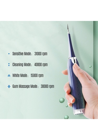 Wezone Evde Kullanan Elektrikli Diş Taşı Temizleyici - Ipx7 Su Geçirmezli, Mavi, 2 Fırça + 2 Uçlu Başlık