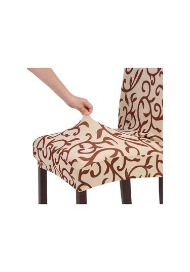 Monyee Milk İpek Spandex Totem Desenli Esnek Sandalye Kılıfı - Ev, Otel, Restoran, Ofis İçin Temizlenmesi Kolay, Renk Kaybı Olmayan Sarımsak Rengi Çok Renkli
