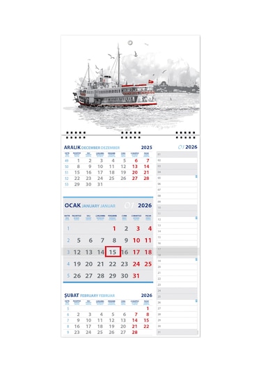 2026 Memo Gemici Takvimi Denizci Duvar Takvimi 27.5 x 60.5 CM