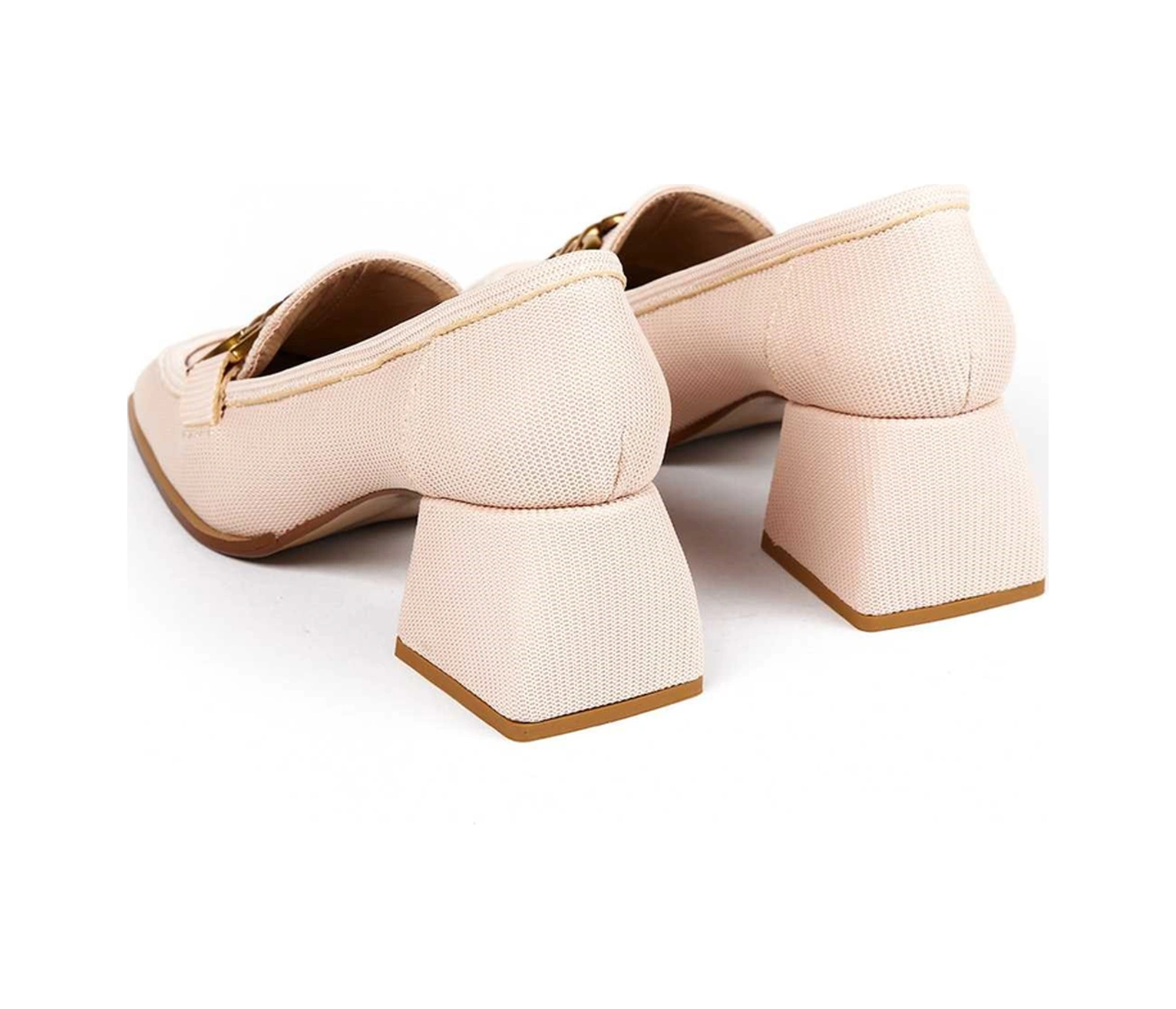 Bestello Tokalı Neolit Taban Kalın Topuklu 281-351 Kadın Ayakkabı Bej