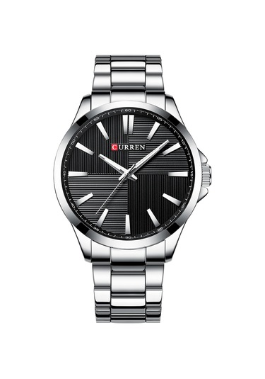 Leezsing Curren Erkek Kol Saati 3atm Su Geçirmez Kuvars Hareketli Çelik Kayışlı Beyaz Kasa Siyah Kadran Çok Renkli