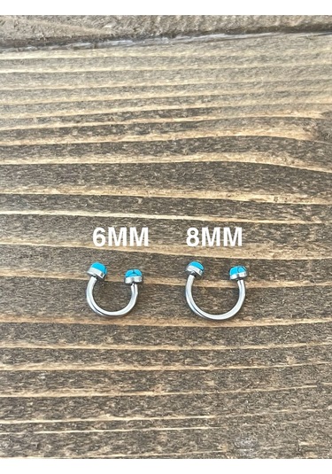 316 L Cerrahi Çelik Anti Alerjik Firuze Taşlı Halka Piercing Gümüş