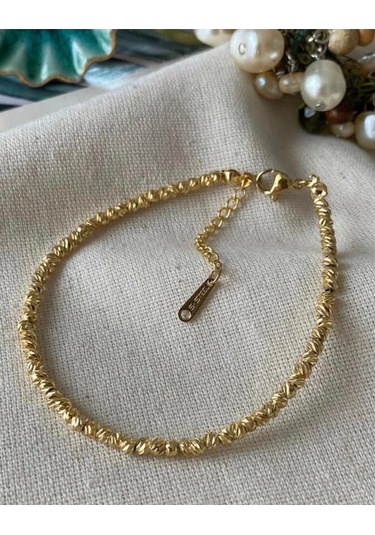Minimal Dorika Boncuklu Modern Trend Gold Çelik Bileklik Çok Renkli