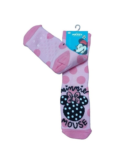Mınnıe Mause Tabanı Kaydırmaz Kışlık Havlu Çocuk Çorap-pembe Pembe