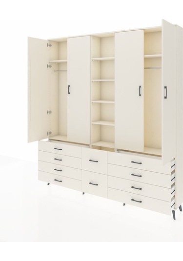 Arges Dolap 9 Raflı 10 Çekmeceli 2 Askılı 220x30x243 Aytaşı-aytaşı/aytaşı Aytası/aytası