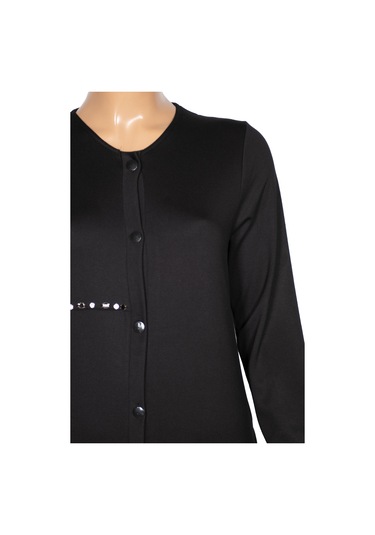 New Shine Kadın Kutlu Büyük Beden Çelikli Yan Cepli Siyah Kap Ceket Siyah