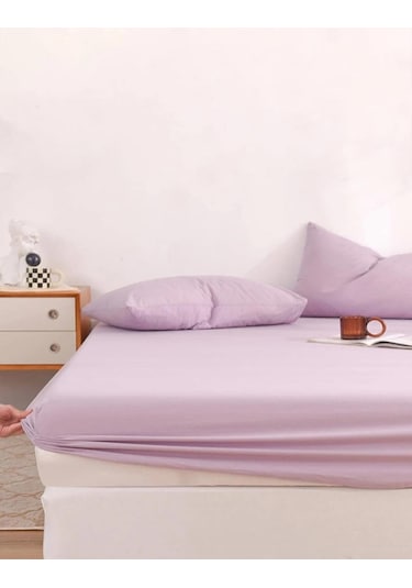 Totem Ranforce Yastık Kılıflı Lastikli Çarşaf Takımı 180 X 200 Battal Boy Lila