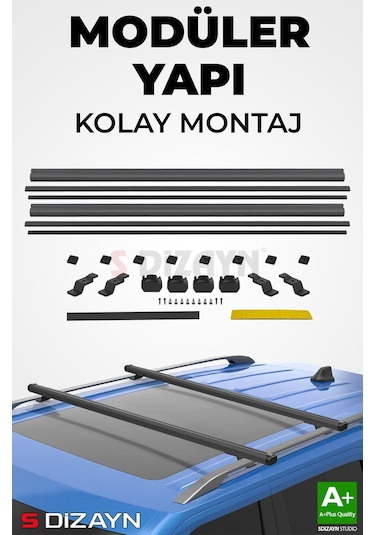 S-dizayn Audi A4 B7 Avant S-bar Cargo V1 Ara Atkı Tavan Taşıyıcı Barı Siyah 120 Cm 2004-2007 A+ Kali