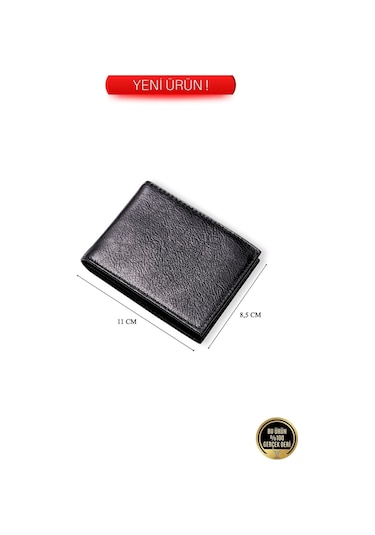 Gerçek Hakiki Deri Kaliteli 1.sınıf Bozuk Para Cepli Yatay Model Cüzdan Kartlık Portföy Siyah