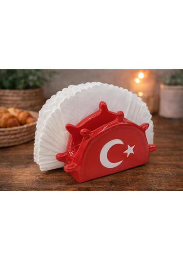Seramik Peçetelik 7,5 Cm Dekoratif Masa Üstü Peçete Tutucu, Şık Sunum Kırmızı