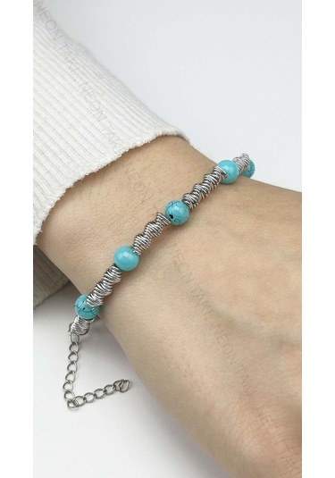 Bileklik 360, Mavi Topçuklu Bileklik, Gümüş Renk Gümüş