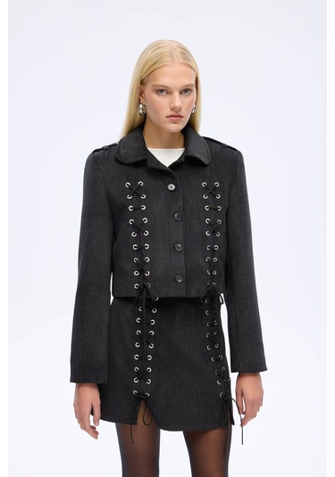 Quzu Siyah Kadın Ceket Ckt01039 Siyah