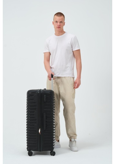 Keo-plus Siyah Büyük Boy Silikon Kırılmaz Pp Valiz Siyah