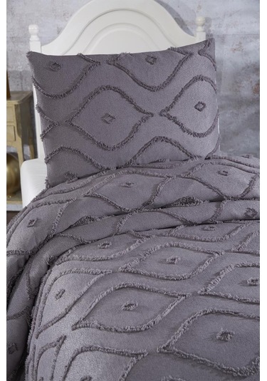 Çeyiz Diyarı Pirot 2 Parça Tek Kişilik Pike Takımı Antrasit Antrasit