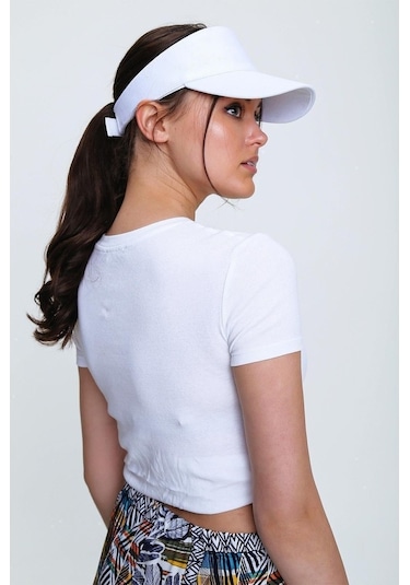 Unisex Uv Koruyucu Vizör Kasket Siperlik Tenis Şapka Beyaz-Siyah (505475956)