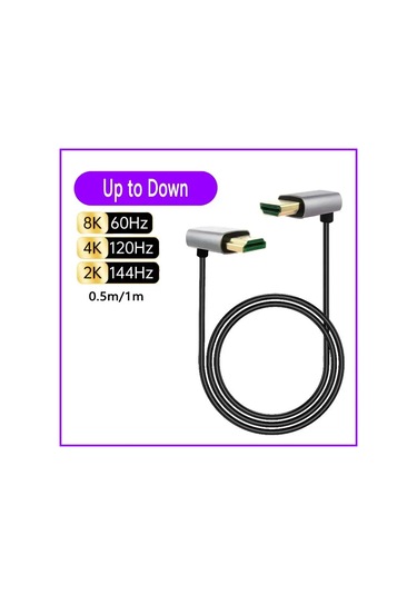 8k 90 Derece Hdmı 2.1v Kablo Kordonu 8k 60hz 4k 120hz 48gbps Earc Arc Hdcp Up To Down 0.5m Diğer