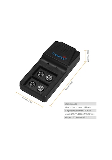 Tenfowee 9v Şarj Edilebilir Pil Şarj Cihazı, 2 Adet Pil İçin, Sabit Akım, Led Göstergesi, Usb Girişli, Ev Ve Seyahat İçin